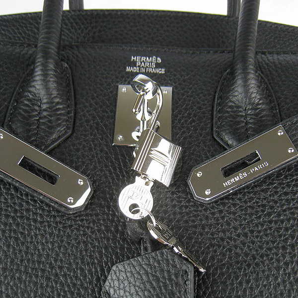 Replica Hermes Birkin 30CM Togo Leather Bag Black 6088 On Sale - Click Image to Close